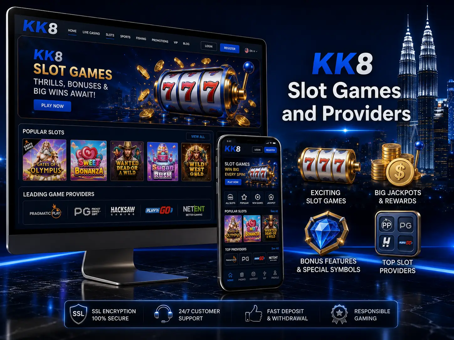 Slot Games and Providers Available at KK8